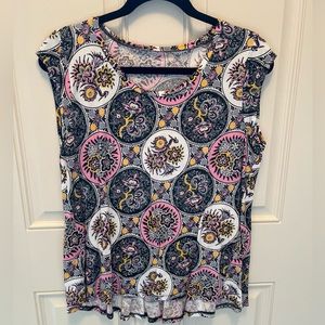 Cap sleeve cotton blouse with peplum back